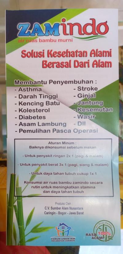 Aturan Konsumsi Air Bambu ZAMINDO